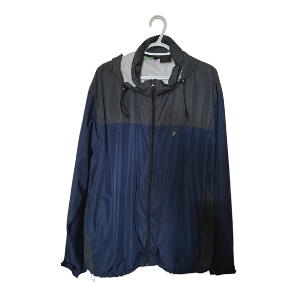 Frogg Toggs Men's Navy Gray Hooded Full Zip Nylon Windbreaker XL/XXL. - Picture 1 of 12